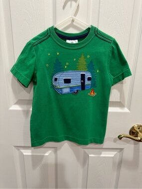 Hanna Andersson Graphic Appliqued Camper Camping Sueded Jersey Tee size 3 (90)